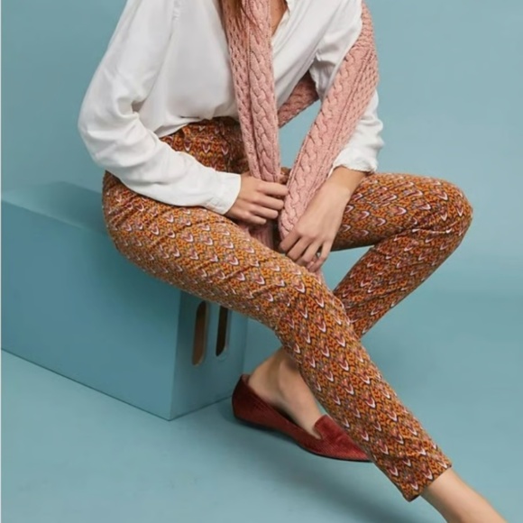 Pilcro and the Letterpress Pants - Anthropologie Pilcro & the Letterpress High-Rise Skinny Printed Cords - Size 32